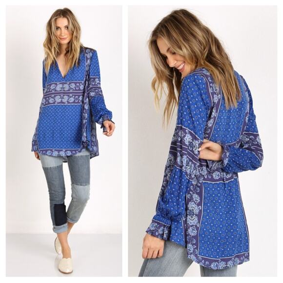 Free People Changing Times Oversized Print Tunic Top